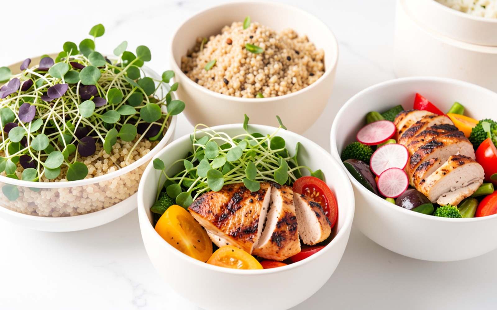 Meal prep con microgreens frescos EcoBites